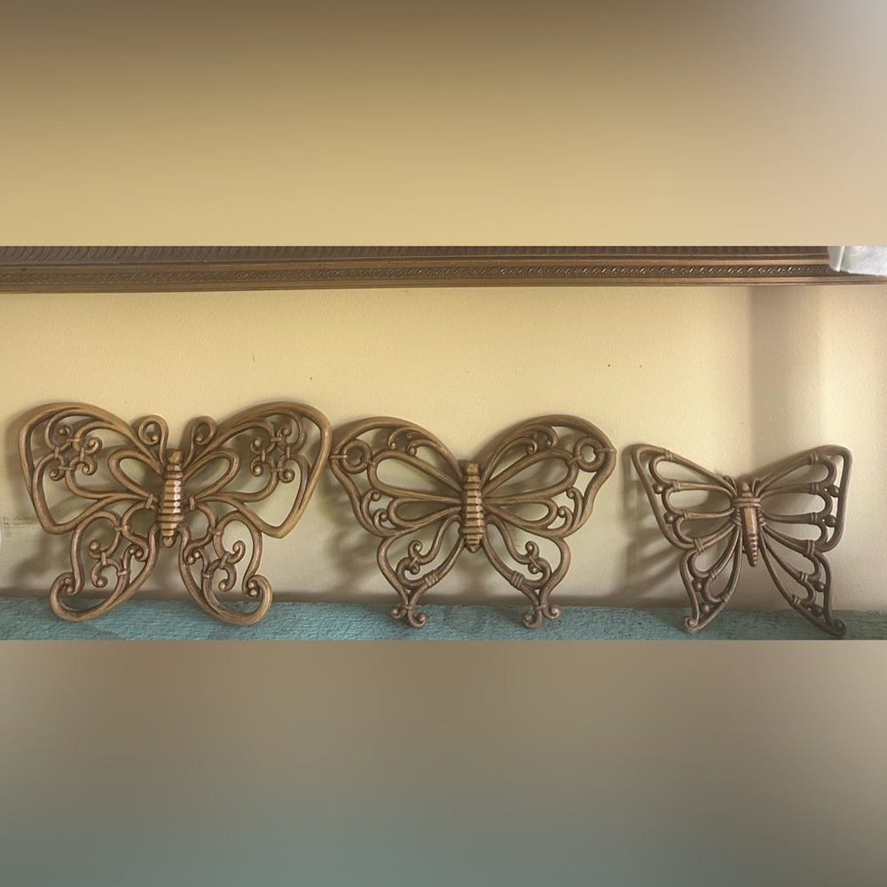 Vintage 1977 Dart made in USA set of three butterfly wall decor